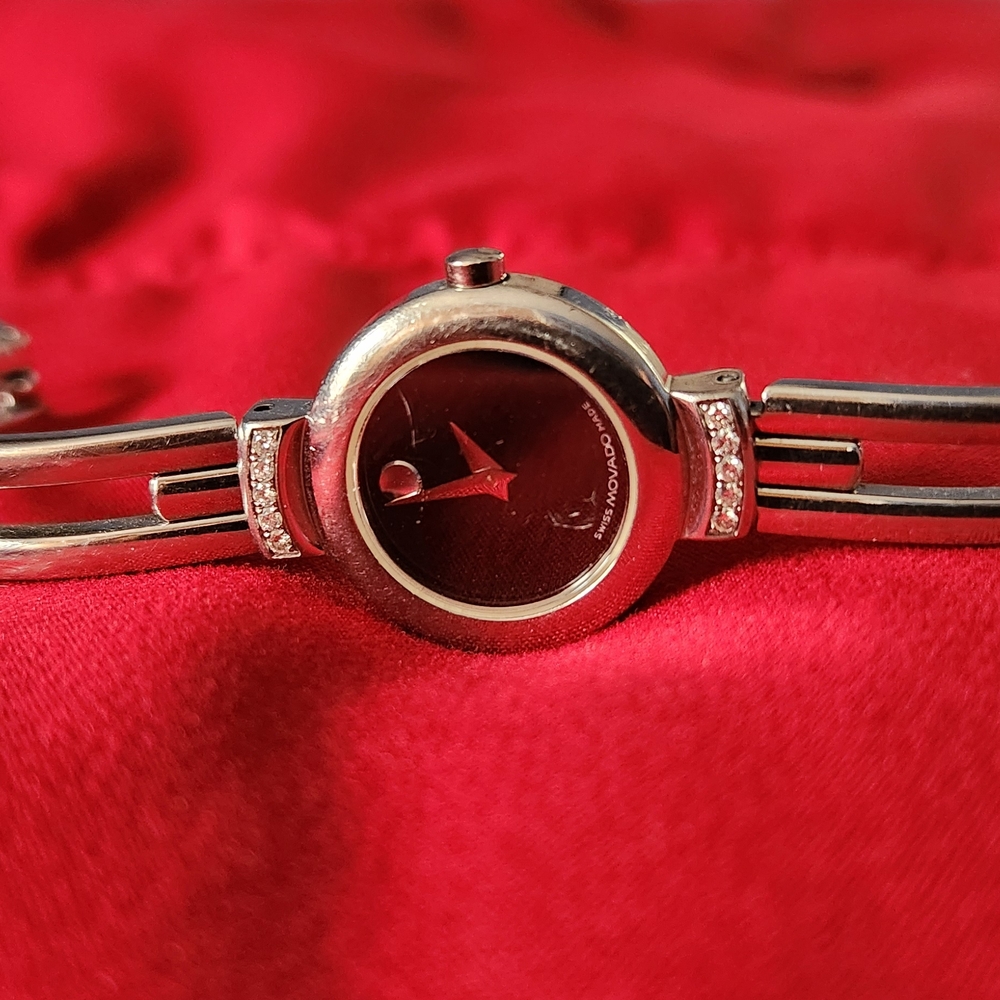 Movado Silver and Black Watch Sleek Design